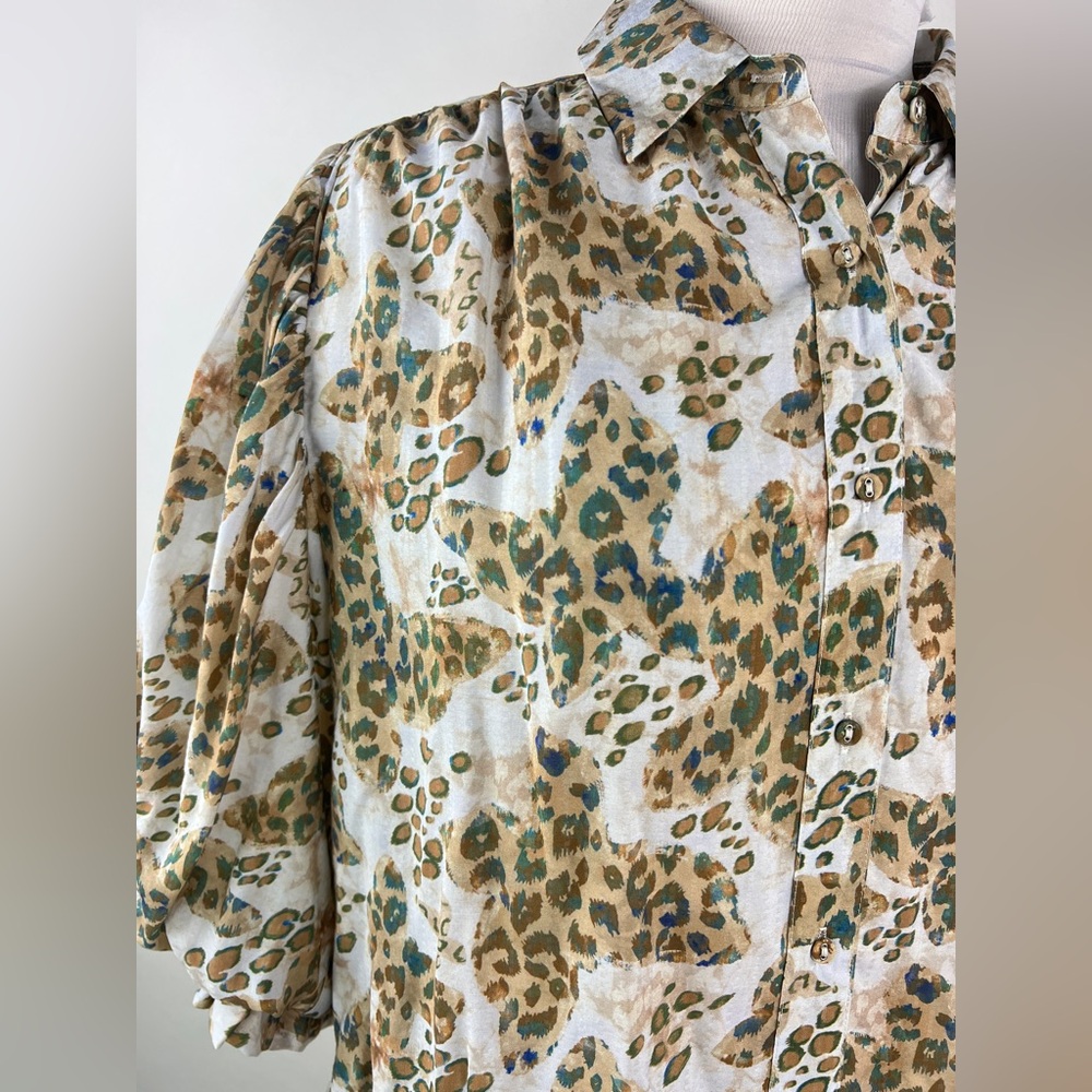 💚 3443. Button Front Puff Sleeve Blouse - Picture 5 of 8